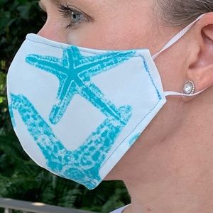 Reversible Face Mask 😷 Turquoise Starfish